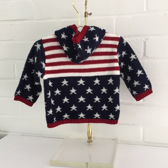 All-American Bicentennial Hooded Cardigan Baby Sweater Size 3-6 Months - Picture 3 of 5